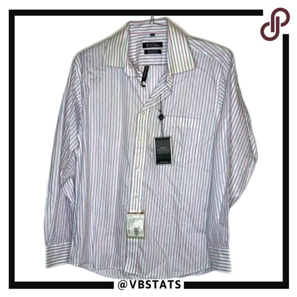 15.75" (Medium) Elitus Pink-Blue-White LS Dress Shirt (NWT)‎ - Picture 1 of 7